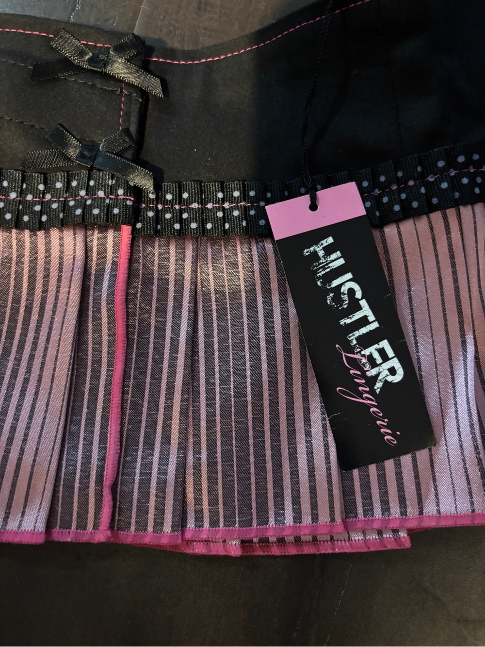 Vintage Y2K micro mini skirt hustler black pink metallic O/S small medium nwt - Picture 2 of 4